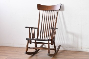 中古　美品　松本民芸家具　くつろぎの時間にぴったりなJ型ロッキングチェア　定価約24万円相当　(R-084822)