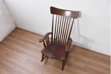 中古　美品　松本民芸家具　くつろぎの時間にぴったりなJ型ロッキングチェア　定価約24万円相当　(R-084822)