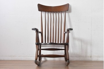 中古　美品　松本民芸家具　くつろぎの時間にぴったりなJ型ロッキングチェア　定価約24万円相当　(R-084822)