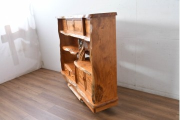 和製ビンテージ　美品!!　屋久杉　総無垢材　自然の造形美が映える飾り棚　定価約200万円相当　(R-084823)