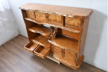 和製ビンテージ　美品!!　屋久杉　総無垢材　自然の造形美が映える飾り棚　定価約200万円相当　(R-084823)