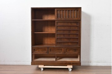 中古　美品　松本民芸家具　MA型　落ち着いた品のある佇まいが魅力的な茶タンス　定価約52万円　(R-084825)