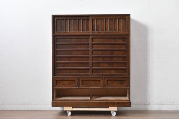 中古　美品　松本民芸家具　MA型　落ち着いた品のある佇まいが魅力的な茶タンス　定価約52万円　(R-084825)