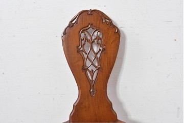 中古　希少な廃番品　吉川商事　DARGIA(ダルギア)　ローズウッド無垢材　繊細な透かし彫りが映える板座チェア　(R-084830)