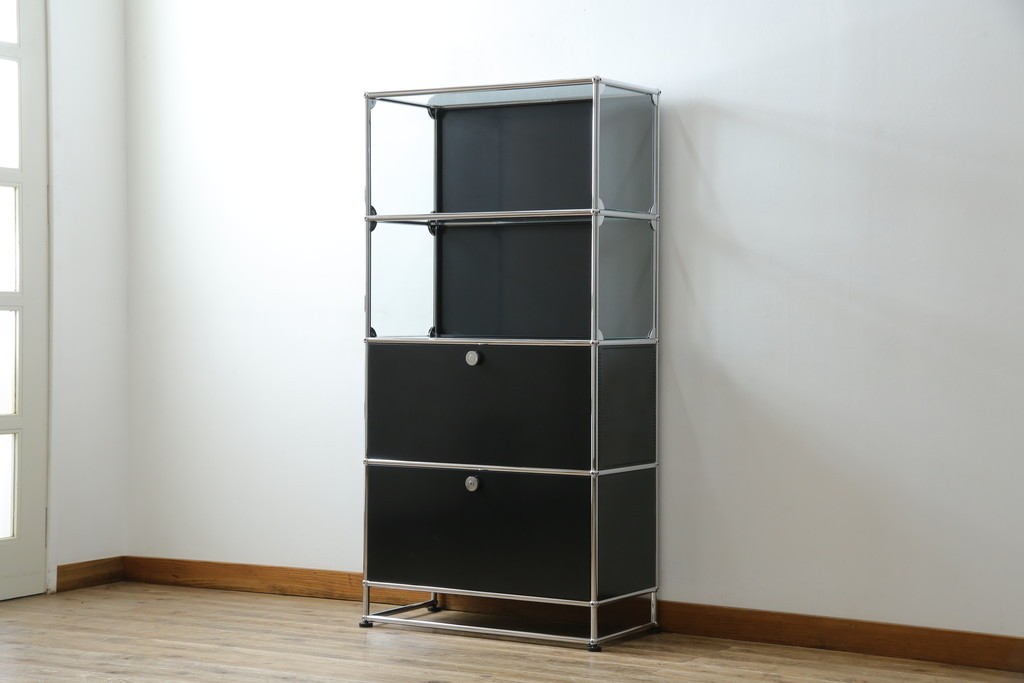 中古　スイス　USMハラー(USM Haller)　ガラスパネル　ドロップダウンドア×1　エクステンションドア×1　キャビネット　定価約45万円　(R-084832)