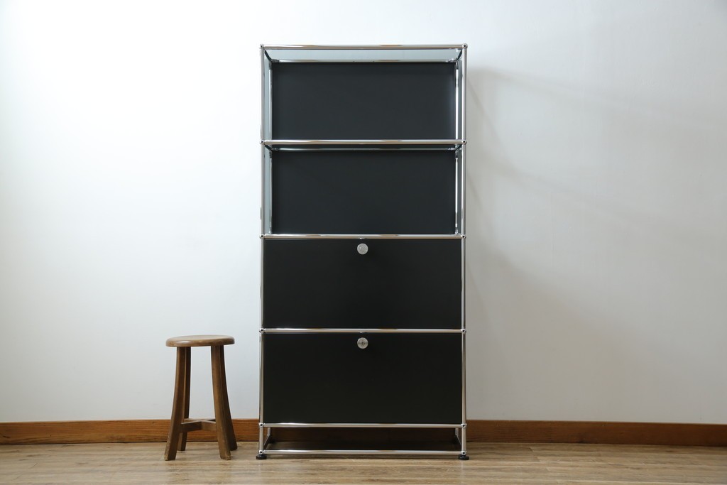 中古　スイス　USMハラー(USM Haller)　ガラスパネル　ドロップダウンドア×1　エクステンションドア×1　キャビネット　定価約45万円　(R-084832)