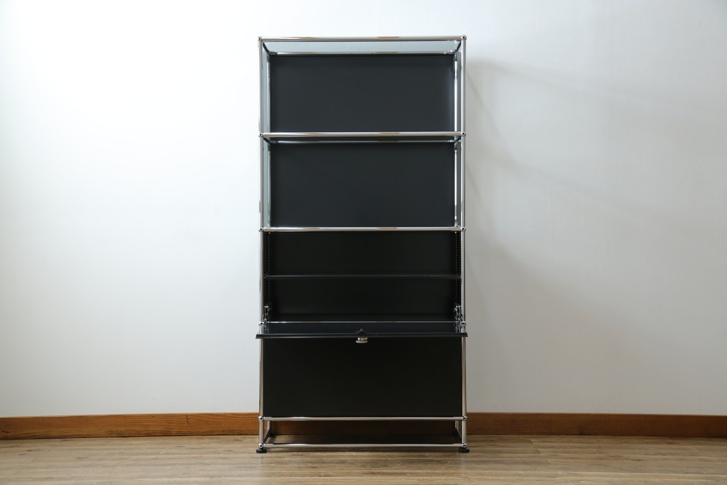 中古　スイス　USMハラー(USM Haller)　ガラスパネル　ドロップダウンドア×1　エクステンションドア×1　キャビネット　定価約45万円　(R-084832)