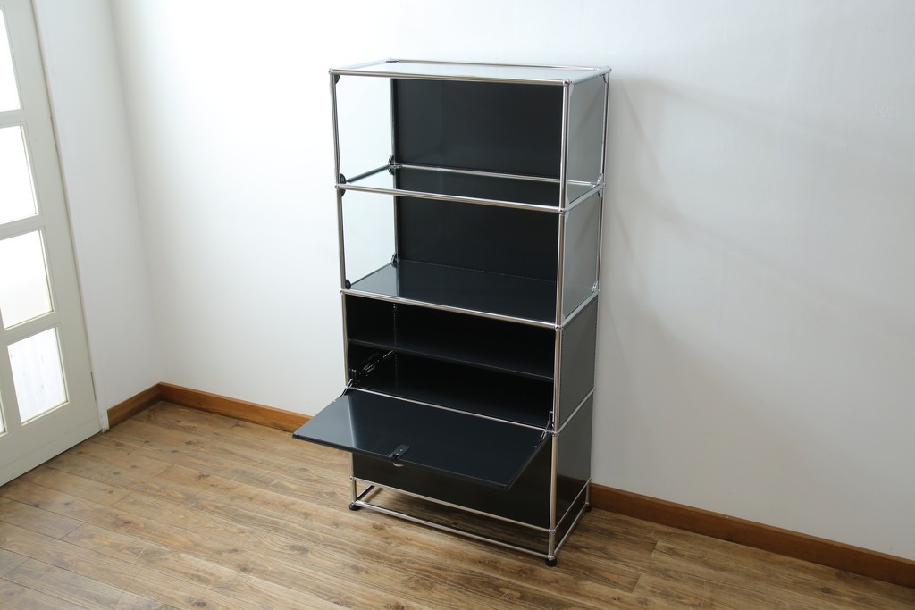 中古　スイス　USMハラー(USM Haller)　ガラスパネル　ドロップダウンドア×1　エクステンションドア×1　キャビネット　定価約45万円　(R-084832)