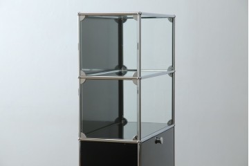 中古　スイス　USMハラー(USM Haller)　ガラスパネル　ドロップダウンドア×1　エクステンションドア×1　キャビネット　定価約45万円　(R-084832)