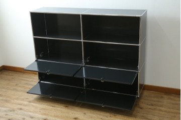中古　スイス　USMハラー(USM Haller)　ドロップダウンドア×4　サイドボード　定価約42万4千円　(R-084836)