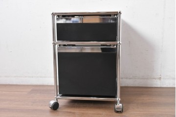 中古　スイス　USMハラー(USM Haller)　ロールボーイ(ROLLBOY)　ホームオフィスにもおすすめなスッキリとしたデザインのトレー付きデスクワゴン　定価約20万2千円相当　(R-084837)