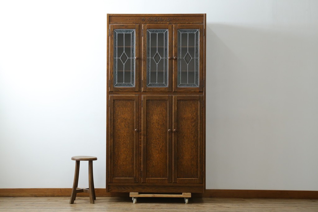 中古　三越伊勢丹　プロパティデザイン　カントリーハウス　Brugge(ブルージュ)　品のある佇まいが美しいステンドグラスキャビネット　(R-084851)