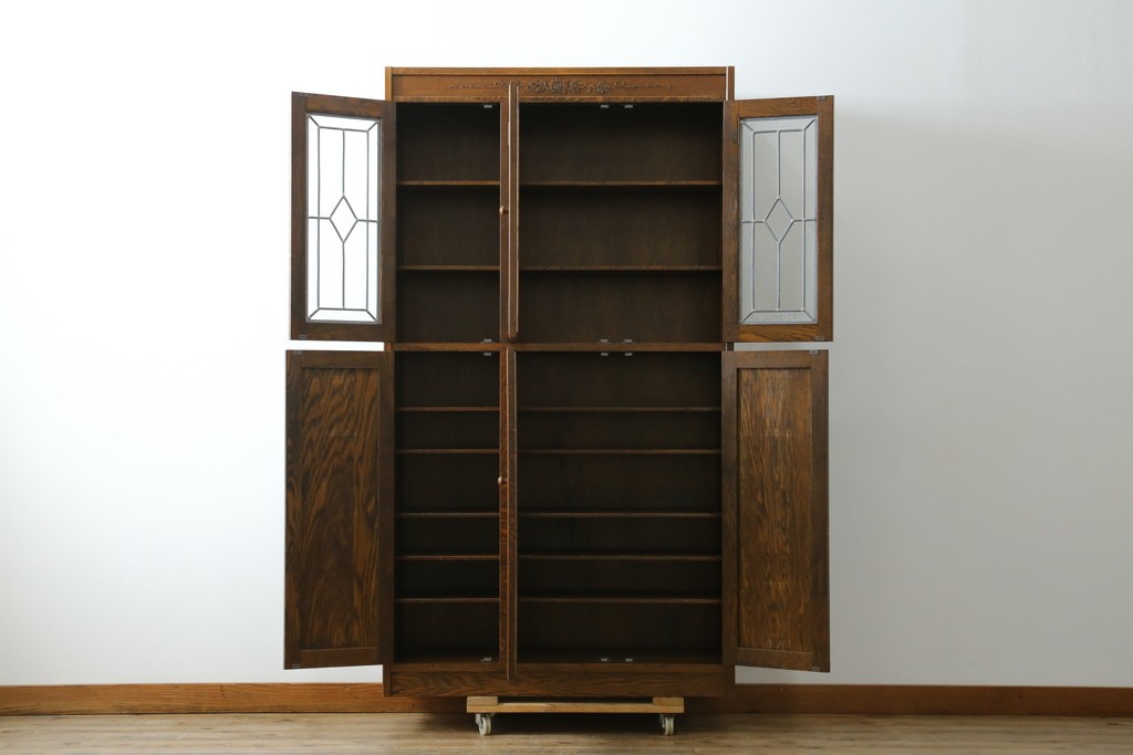 中古　三越伊勢丹　プロパティデザイン　カントリーハウス　Brugge(ブルージュ)　品のある佇まいが美しいステンドグラスキャビネット　(R-084851)