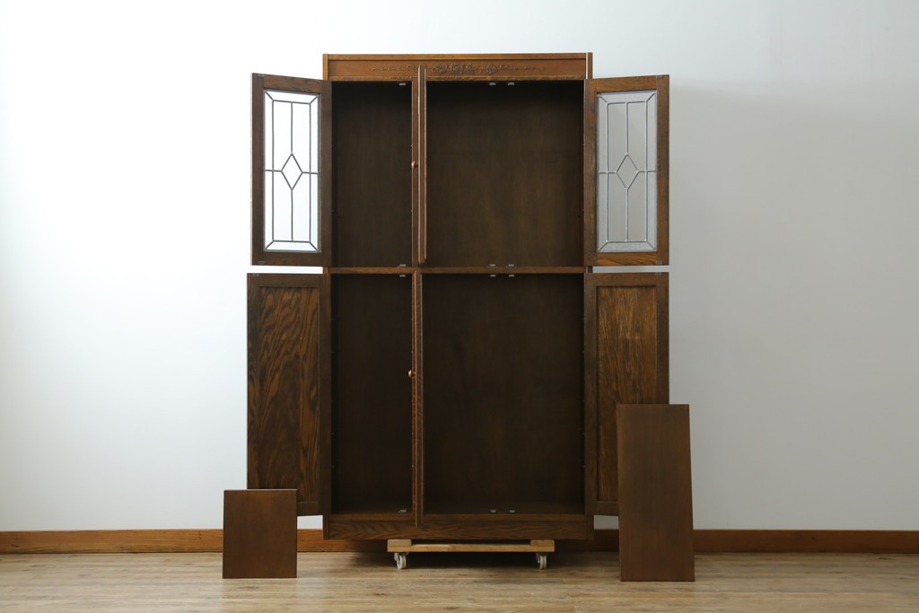 中古　三越伊勢丹　プロパティデザイン　カントリーハウス　Brugge(ブルージュ)　品のある佇まいが美しいステンドグラスキャビネット　(R-084851)