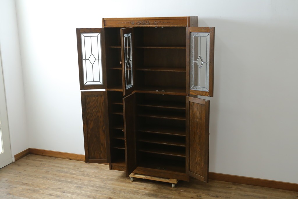 中古　三越伊勢丹　プロパティデザイン　カントリーハウス　Brugge(ブルージュ)　品のある佇まいが美しいステンドグラスキャビネット　(R-084851)