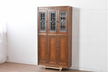 中古　三越伊勢丹　プロパティデザイン　カントリーハウス　Brugge(ブルージュ)　品のある佇まいが美しいステンドグラスキャビネット　(R-084851)