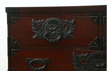 中古　仙台民芸箪笥(仙台箪笥)　欅産業　和の空間を格上げするローチェスト　(R-084852)