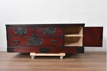 中古　仙台民芸箪笥(仙台箪笥)　欅産業　和の空間を格上げするローボード　(R-084852)
