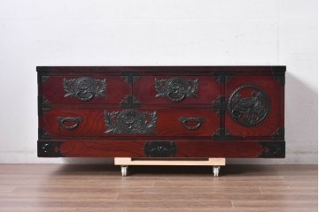 中古　仙台民芸箪笥(仙台箪笥)　欅産業　和の空間を格上げするローボード　(R-084852)