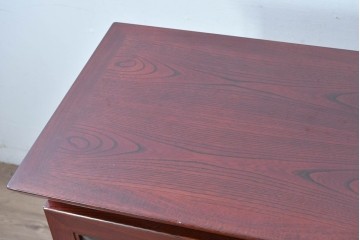 中古　最高級　工芸家具　総欅(ケヤキ)材　総漆塗り　金蒔絵入り　紅葉の図　優雅な蒔絵が空間に華を添える天板上開きサイドボード　定価推定150万円以上　(R-084853)