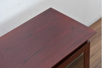 中古　最高級　工芸家具　総欅(ケヤキ)材　総漆塗り　金蒔絵入り　紅葉の図　優雅な蒔絵が空間に華を添える天板上開きサイドボード　定価推定150万円以上　(R-084853)