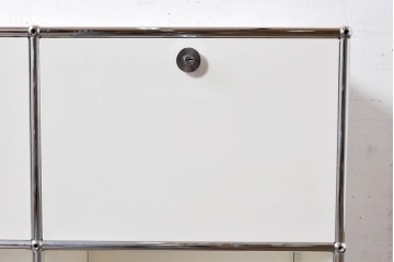 中古　スイス　USMハラー(USM Haller)　ホームオフィスにもおすすめなスッキリとしたデザインのサイドキャビネット・2段タイプ　定価約24万6千円相当　(R-084854)