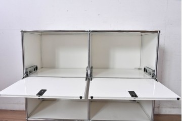 中古　スイス　USMハラー(USM Haller)　ホームオフィスにもおすすめなスッキリとしたデザインのサイドキャビネット・2段タイプ　定価約24万6千円相当　(R-084854)