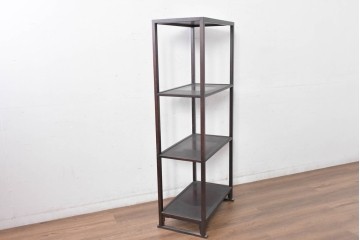 中古　美品　松本民芸家具　和モダンインテリアにも映える木製オープンシェルフ　定価14万円相当　(R-084856)