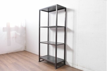 中古　美品　松本民芸家具　和モダンインテリアにも映える木製オープンシェルフ　定価14万円相当　(R-084856)