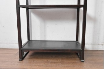 中古　美品　松本民芸家具　和モダンインテリアにも映える木製オープンシェルフ　定価14万円相当　(R-084856)