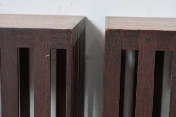 和製ビンテージ 収納箱とスツールの2way使いができる木製コンテナ2個セット (R-084863)