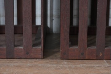 和製ビンテージ 収納箱とスツールの2way使いができる木製コンテナ2個セット (R-084863)