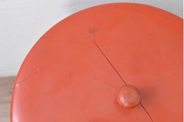 和製アンティーク　激レア!!　高級品!!　別途有料でフロアスタンド照明にもリメイク可能!!　雅な赤塗り・円筒型の蠅帳(はいちょう、食品保管庫)　(R-084869)