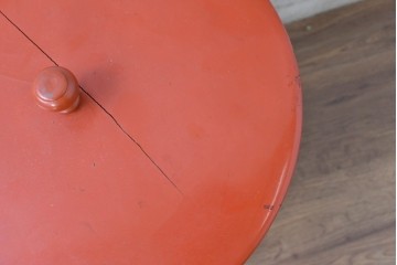 和製アンティーク　激レア!!　高級品!!　別途有料でフロアスタンド照明にもリメイク可能!!　雅な赤塗り・円筒型の蠅帳(はいちょう、食品保管庫)　(R-084869)