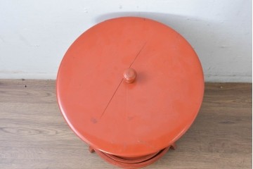 和製アンティーク　激レア!!　高級品!!　別途有料でフロアスタンド照明にもリメイク可能!!　雅な赤塗り・円筒型の蠅帳(はいちょう、食品保管庫)　(R-084869)