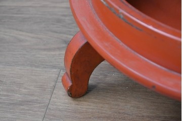 和製アンティーク　激レア!!　高級品!!　別途有料でフロアスタンド照明にもリメイク可能!!　雅な赤塗り・円筒型の蠅帳(はいちょう、食品保管庫)　(R-084869)