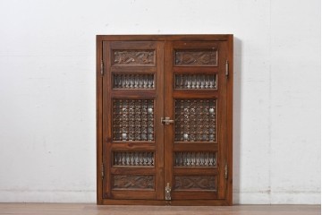 アンティーク建具　建築的な造形美と装飾性を併せ持つアラビア建築様式で作られたマシュラビーヤの窓と枠のセット　(R-084873)