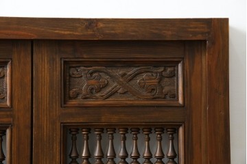 アンティーク建具　建築的な造形美と装飾性を併せ持つアラビア建築様式で作られたマシュラビーヤの窓と枠のセット　(R-084873)