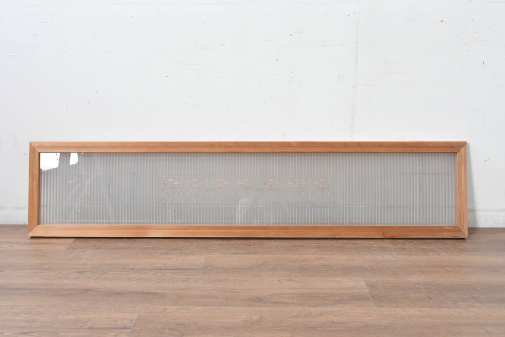 ヴィンテージ建具　昭和中期　幾何学文様の意匠が美しい片面ガラスの組子欄間1枚　(R-084876)