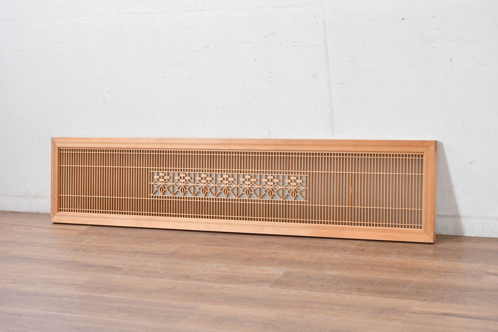 ヴィンテージ建具　昭和中期　幾何学文様の意匠が美しい片面ガラスの組子欄間1枚　(R-084876)