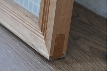 ヴィンテージ建具　昭和中期　幾何学文様の意匠が美しい片面ガラスの組子欄間1枚　(R-084876)