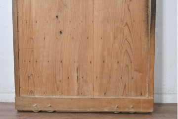 アンティーク建具　明治～大正　金網入り格子窓と装飾板の組み合わせが珍しい蔵戸1枚　(R-084878)