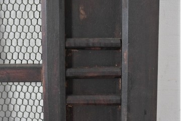 アンティーク建具　明治～大正　格子窓と板戸を組み合わせた凝ったデザインの蔵戸1枚　(R-084879)