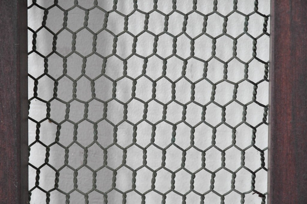 アンティーク建具　明治～大正　格子窓と板戸を組み合わせた凝ったデザインの蔵戸1枚　(R-084879)