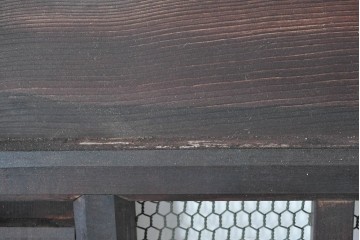 アンティーク建具　明治～大正　格子窓と板戸を組み合わせた凝ったデザインの蔵戸1枚　(R-084879)