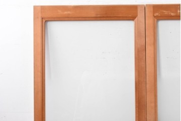 ヴィンテージ建具　昭和後期　高級品!!　腰板欅(ケヤキ)材　欅材ならではの木目が印象的なガラス戸2枚セット　(R-084880)