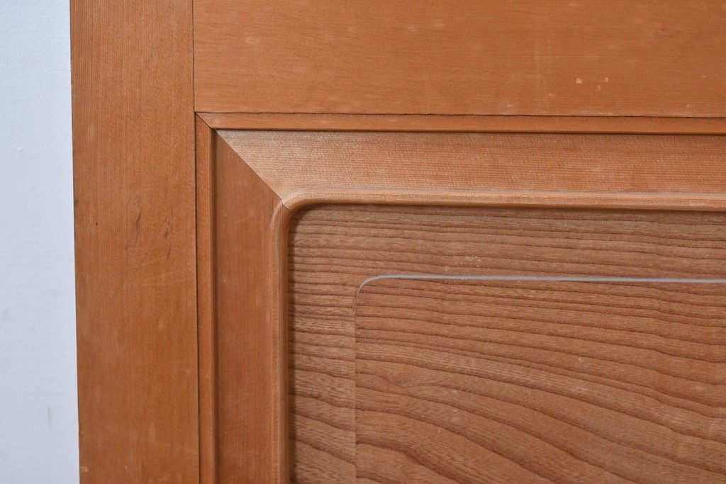 ヴィンテージ建具　昭和後期　高級品!!　腰板欅(ケヤキ)材　欅材ならではの木目が印象的なガラス戸2枚セット　(R-084880)