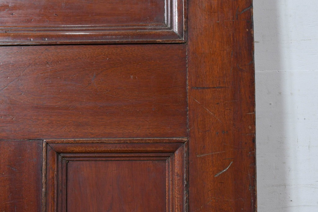 イギリスアンティーク　赤・緑・琥珀色のステンドグラスが印象的な木製ドア1枚　(R-084881)