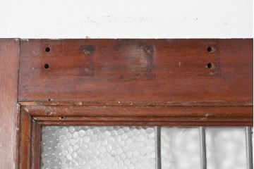 イギリスアンティーク　赤・緑・琥珀色のステンドグラスが印象的な木製ドア1枚　(R-084881)