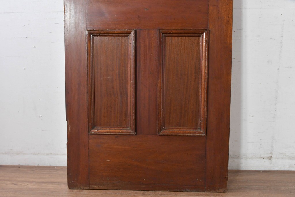 イギリスアンティーク　赤・緑・琥珀色のステンドグラスが印象的な木製ドア1枚　(R-084881)